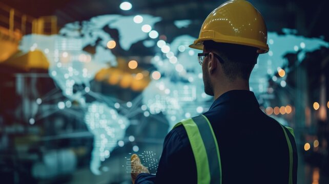 global map displaying workplace safety statistics and initiatives, emphasizing the worldwide commitment to creating safer work environments