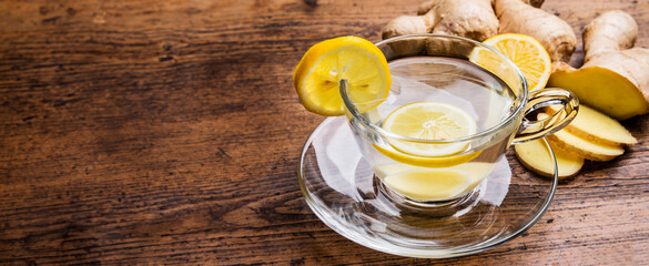 a glass cup of ginger tea