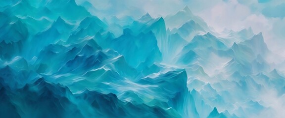 Obraz premium A panoramic illustration painting landscape serene backdrop, featuring a canvass paint effect in a banner poster format. Generative AI