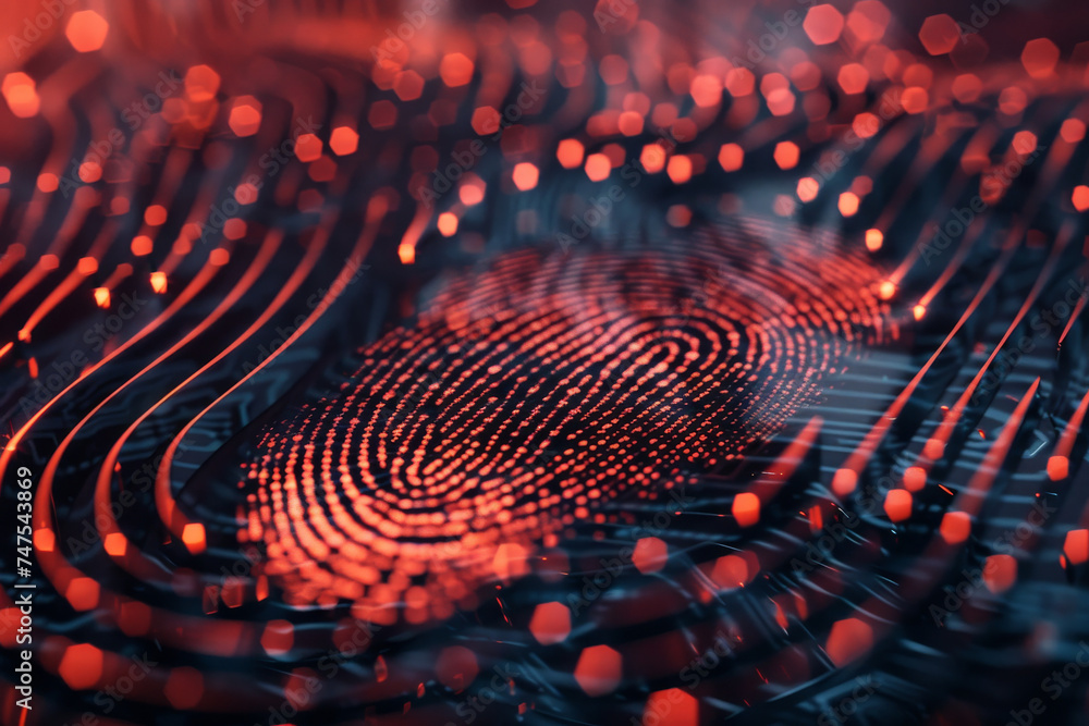 Poster a close up of a fingerprint on a red background