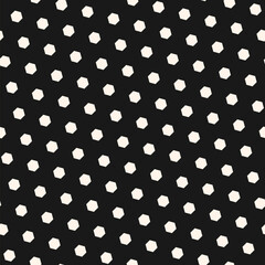Simple abstract geometric seamless pattern with hexagon shapes in diagonal grid. Stylish minimal honeycomb texture. Black and white perforated structure. Simple vector geo background. Repeat design
