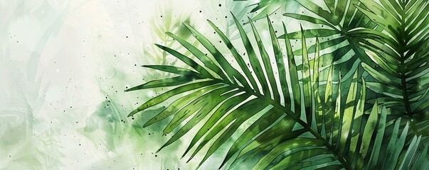 Palm sunday soncept illustration, Generative AI watercolor background - obrazy, fototapety, plakaty
