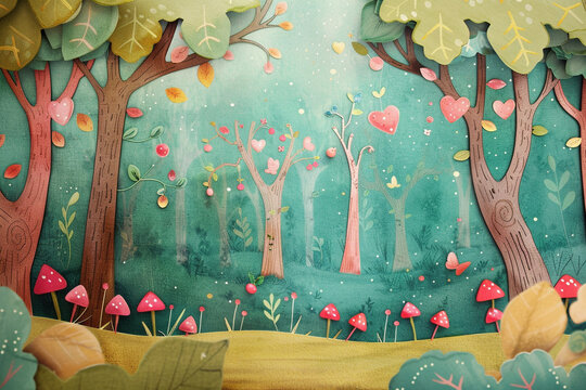 Enchanted Forest Scene with Whimsical Fairy-Tale forest background