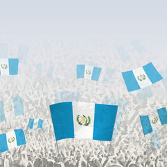 Crowd of people waving flag of Guatemala square graphic for social media and news.