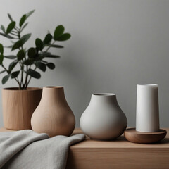 Set of beautiful vases in a minimalist style. ai generative