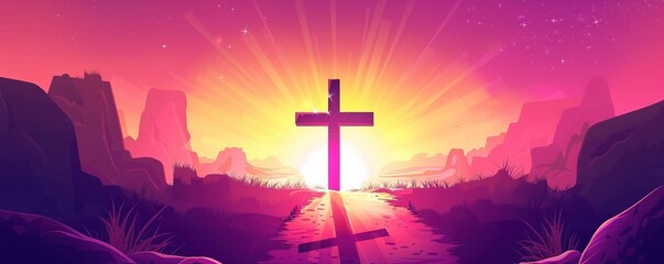 Jesus Christ Good Friday, Christian Religious Occasion With Jesus Cross Vector Illustration For...