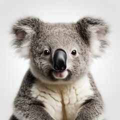 photo of a koala on a white background сreated with Generative Ai