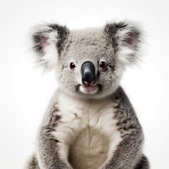 photo of a koala on a white background сreated with Generative Ai