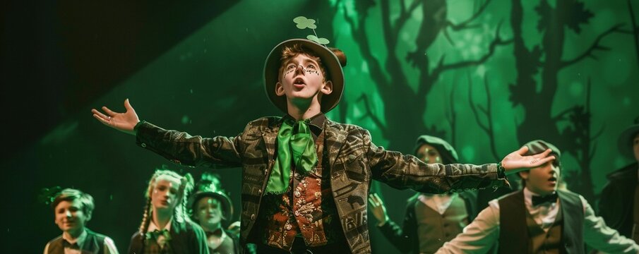 group of young people perform St. Patrick day