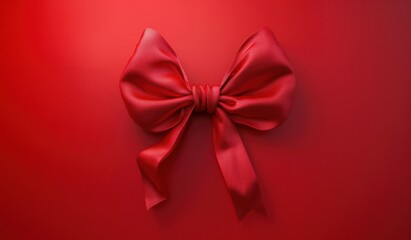 a red heart bow on a red background