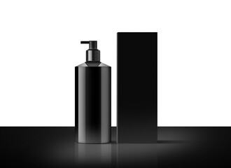 3D Illustration. Pump cosmetic tube and box isolated