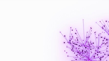 futuristische pink rosa leuchtende synchrone Netzwerkverknüpfungen mit Knotenpunkten, Fraktal, Muster, Kreis, Verbindungen, KI, Internet, Server, Plexuseffekt, System, FTTH, Daten, leuchten
