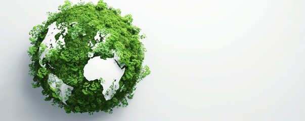 Earth day concept. Illustration of the green planet earth on a white background.