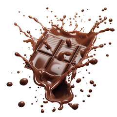chocolate falling with choc flake realistic isolated on white