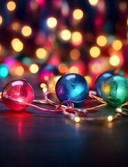 Party - Colorful Bokeh And Retro String Lights In Festive Background Generarive Ai