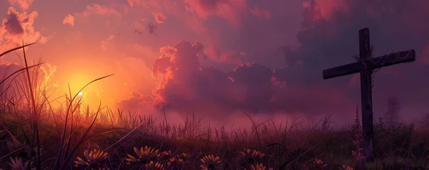 Foto op Plexiglas calvary sunset background for good friday he is risen © Svitlana