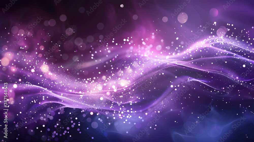 Poster purple radiance: abstract digital background with mesmerizing particles wave and light