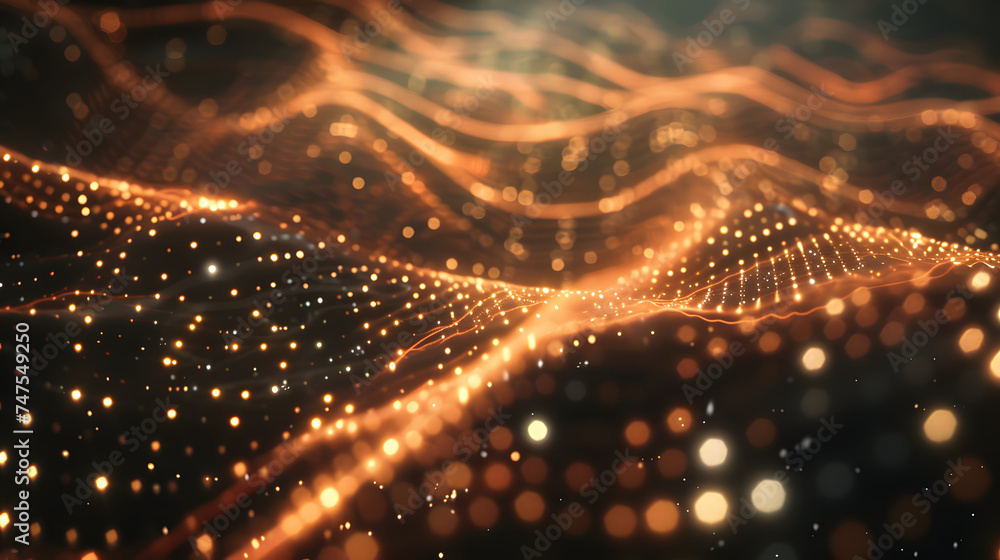 Poster interconnected horizons: abstract technology with dots and lines background