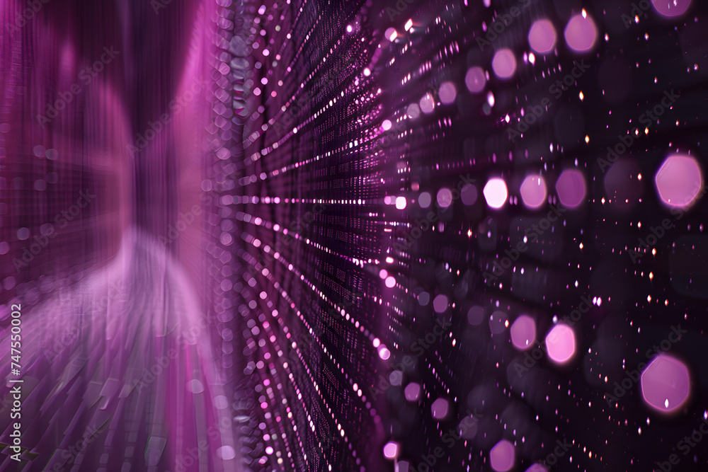 Poster network symphony: pink bokeh harmony with interconnected lines and nodes
