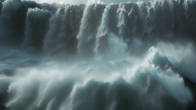 Texture of a powerful waterfall the water crashing down and creating a cacophony of sound and movement.