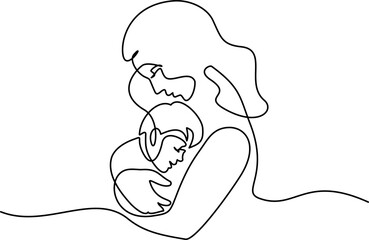 Happy Mother day card. Mother kissing baby. - 747550842
