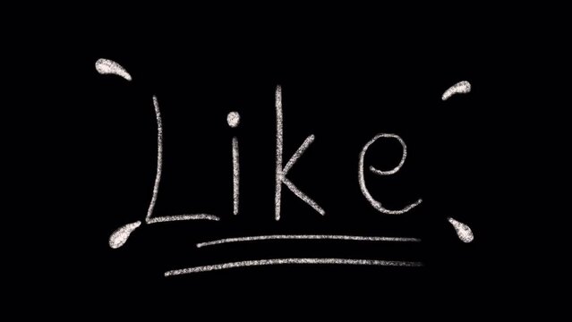Hand drawn animation of a word LIKE, video clip with alpha channel.
