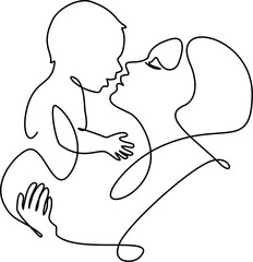Happy Mother day card. Mother kissing baby. - 747551057