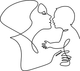 Happy Mother day card. Mother kissing baby. - 747551233