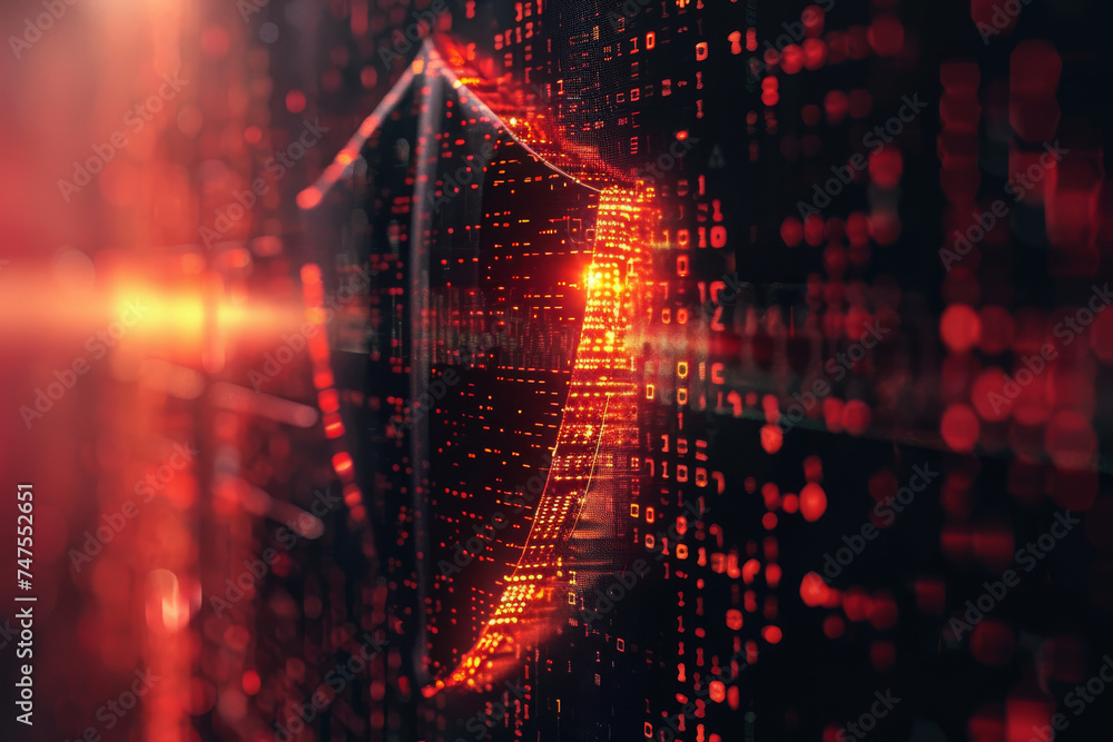 Poster a red background with binary numbers and letters