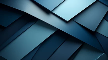 Fotobehang Geometric paper shapes on abstract blue background © alexkich