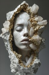 girl's face made of crystals