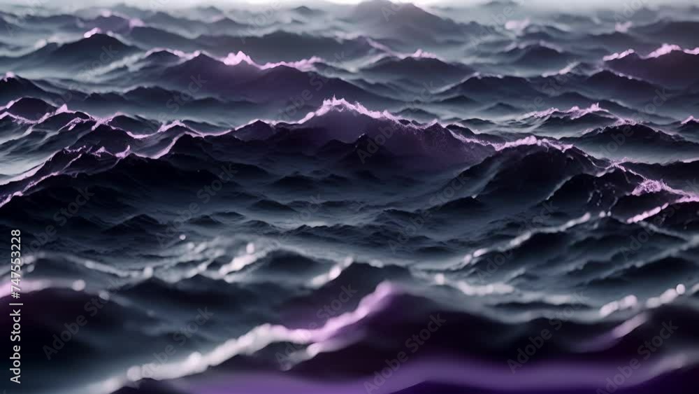 Poster texture of a deep navy blue ocean wave with hints of purple and black adding to its moody atmosphere
