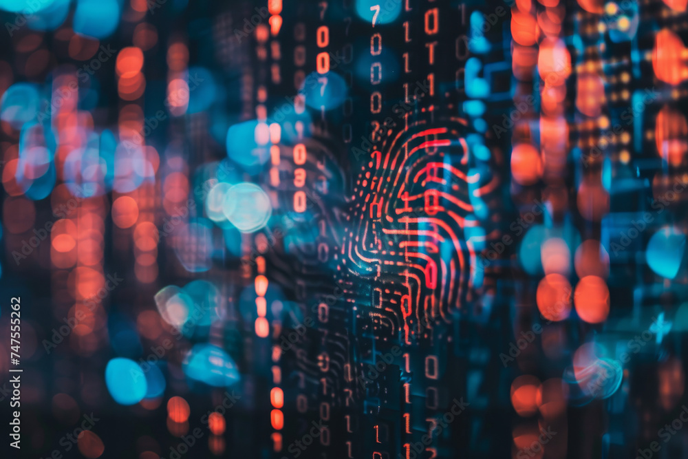 Poster a blurred image of a circuit board with a fingerprint on it