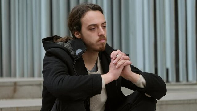Desolate Urban Wanderer: A Young Man's Journey Through Sadness