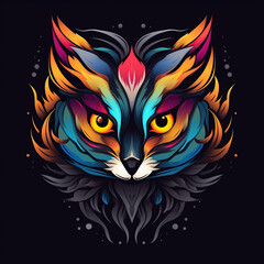 Obraz premium logo template for an colorful fantasy animal's face illustration сreated with Generative Ai