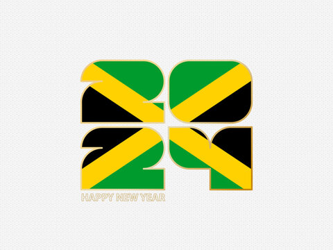 Abstract numbers 2024 with flag of Jamaica.