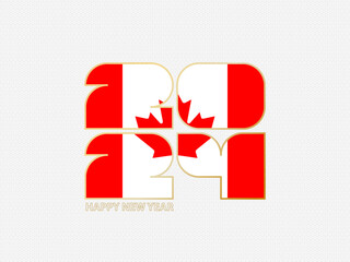 Abstract numbers 2024 with flag of Canada.