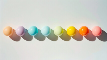 Obraz na płótnie Canvas Colorful easter eggs on a white background. Minimal style.