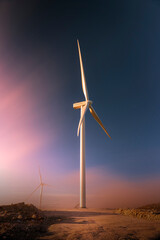 wind turbine at sunset