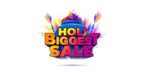 Holi biggest sale with holi festival background.