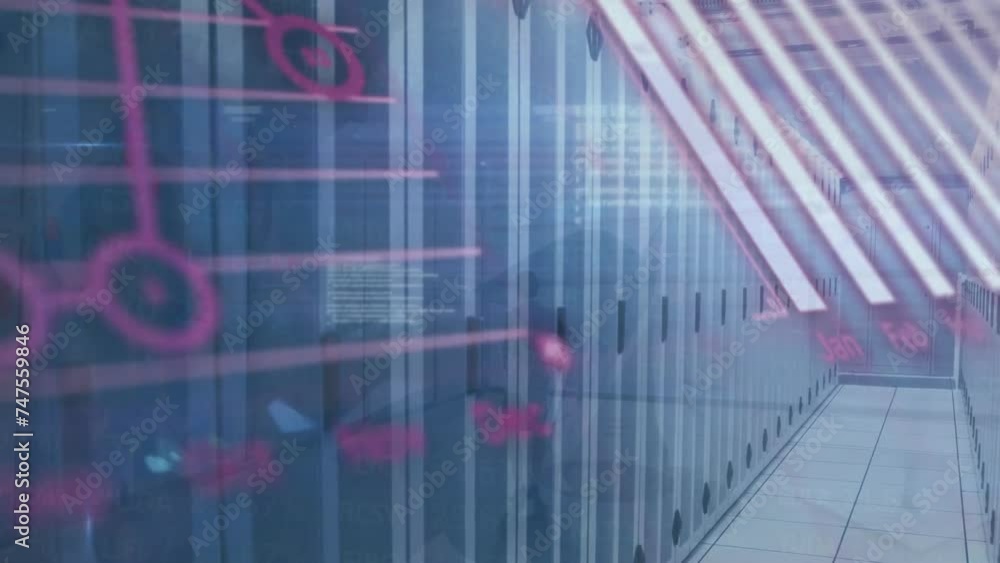Poster Animation of diagrams and data processing over server room