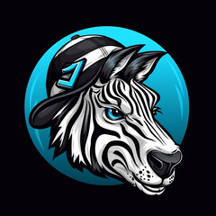 Fototapeta na wymiar A mascot logo of a zebra head wearing cap for a s club or team animal mascot logotype сreated with Generative Ai