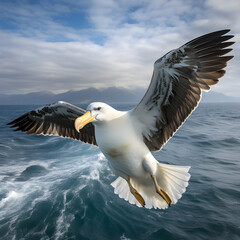 Graceful Flight: Capturing the Majestic Albatross as It Soars Over The Ocean Blue