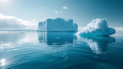 Foto op Aluminium Antarctic landscape with icebergs and ice floes in the ocean.  © korkut82