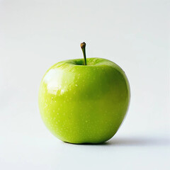 Simple green apple on white background 