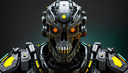 Skeleton Skull Robot Close-up Portrait