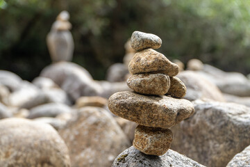 Fototapeta na wymiar Pile of rocks in the nature. Balance concept