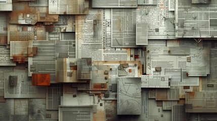  Vintage Paper Collage: Textured Background of Old Documents