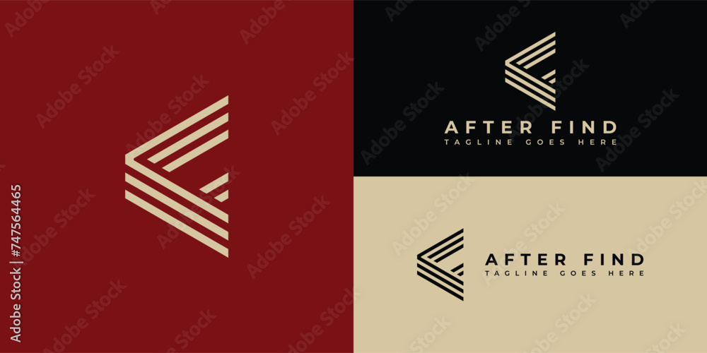 Poster abstract initial letter af or fa logo in gold color isolated in multiple background colors applied f