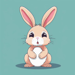 Fototapeta premium Colorful illustration of a cute Easter bunny isolated on a solid color background.